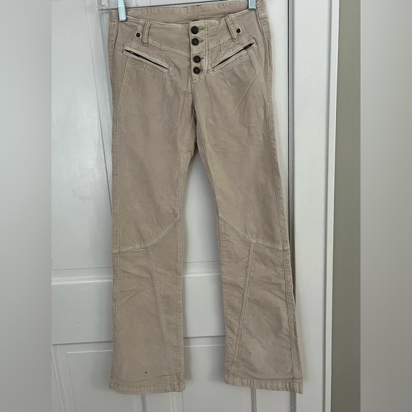 Free People Hit Back Slim Flare Pants Size 0 Button Fly Stretch Cords Velvet - Picture 4 of 15
